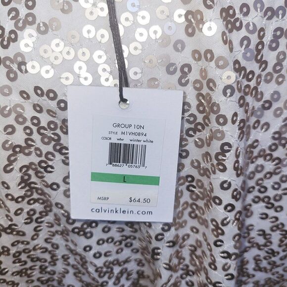 Calvin Klein pale gold sequins top  NWT - Picture 3 of 4